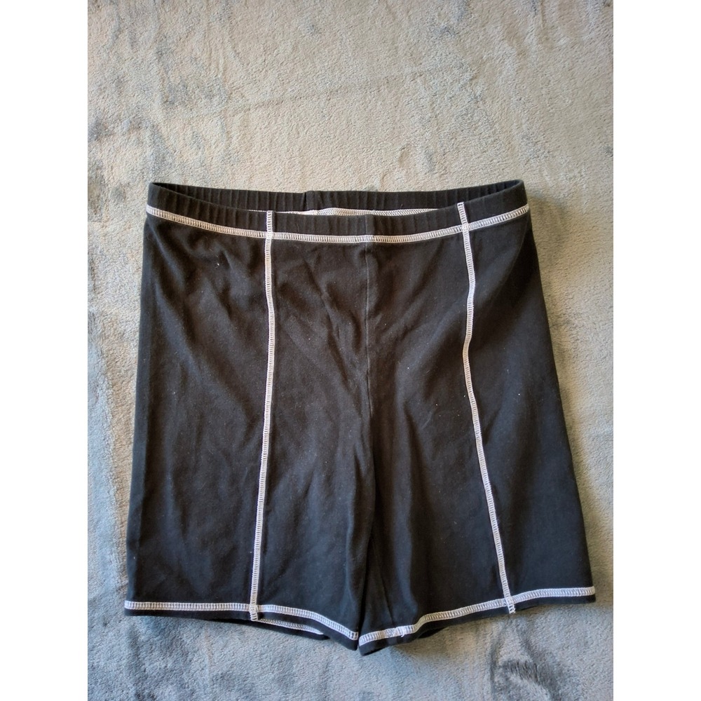 PacSun PacCares Womens Black Contrast Stitch Bike Shorts Medium Cotton Stretch